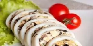 Пълнени калмари с гъби и кашкавал