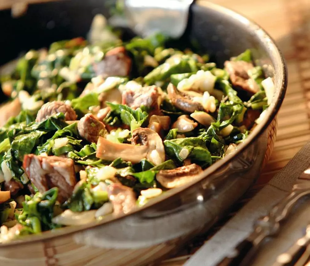 Телешко месо със спанак Телешко месо със спанак