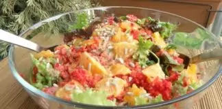 Салата с портокал, червено цвекло и тахан