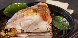 Печено свинско със зелеви листа