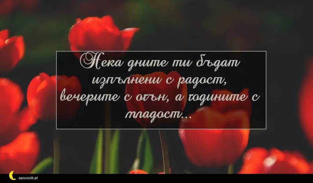 sanovnik.at - Картички за Петковден Нека дните ти бъдат изпълнени с радост,
вечерите с огън, а годините с младост...