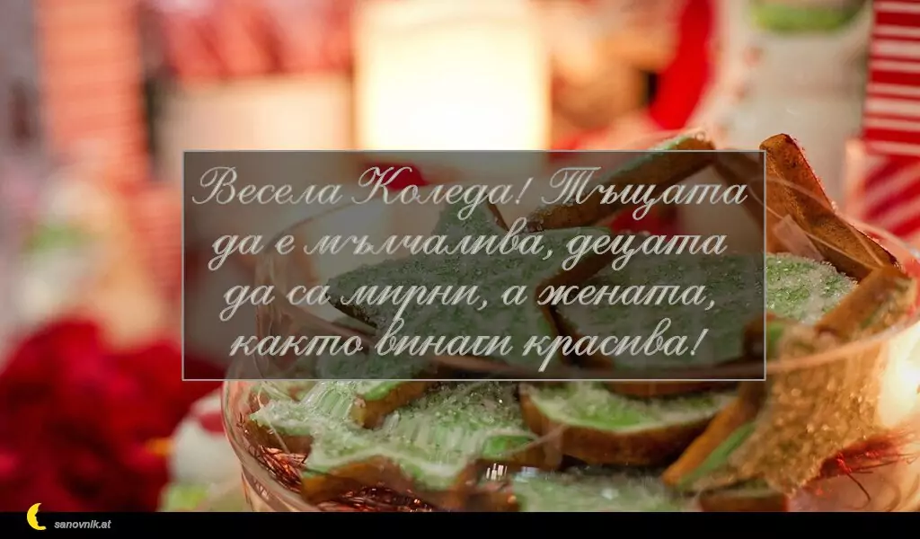 sanovnik.at - Картички за Коледа Весела Коледа! Тъщата да е мълчалива, децата да са мирни, а жената, както винаги красива!