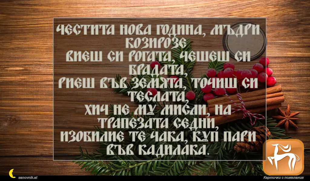 Пожелание за Нова Година по зодии Козирог