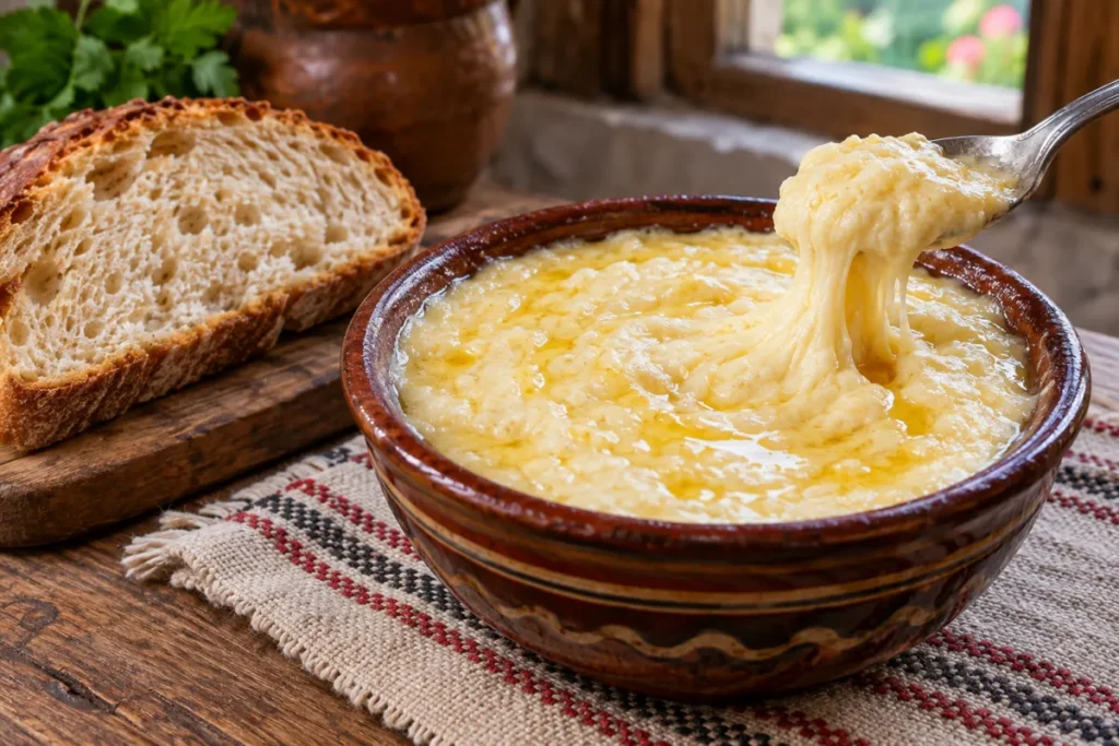 Белмъж с прясно сирене и царевично брашно