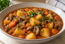Картофена яхния с гъби в дълбока чиния