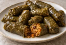 Постни лозови сарми с булгур и стафиди